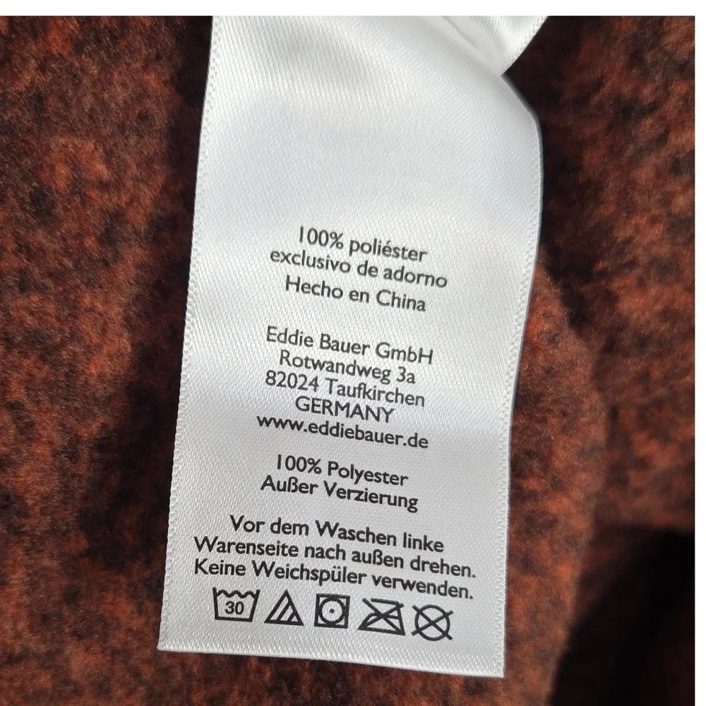 Eddie Bauer 1/4 Zip Sweater Mens Medium Orange Black Pullover Long Sleeve Casual